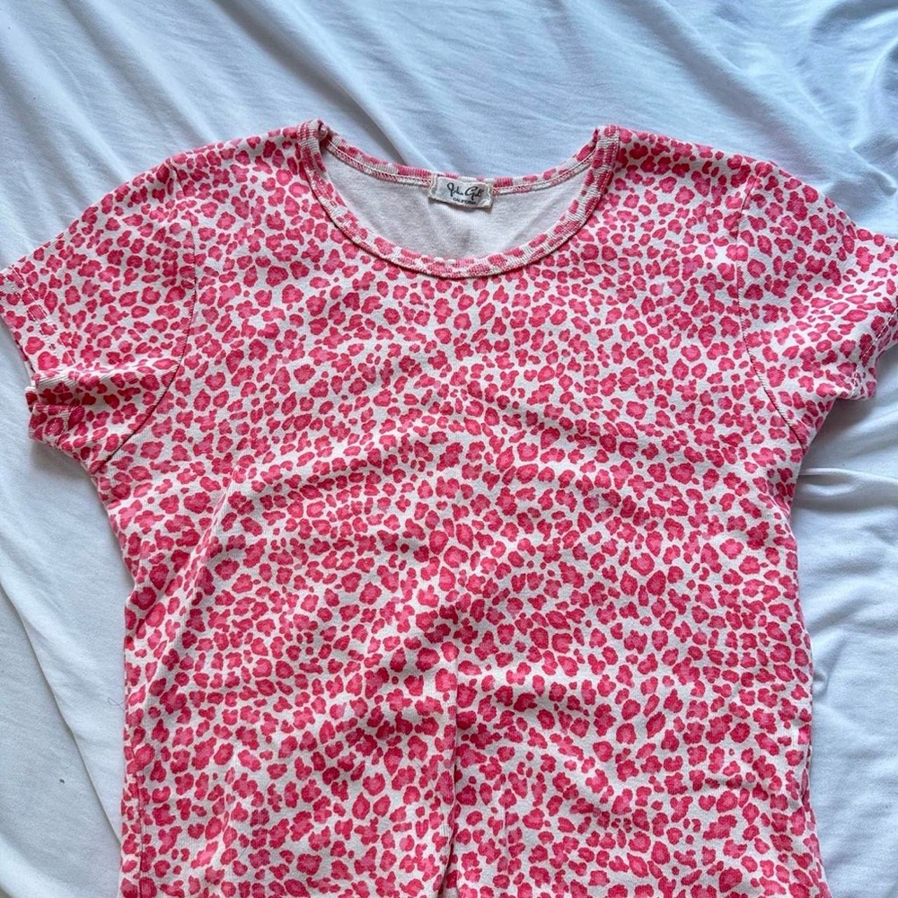 Brandy Melville pink cheetah print baby tee